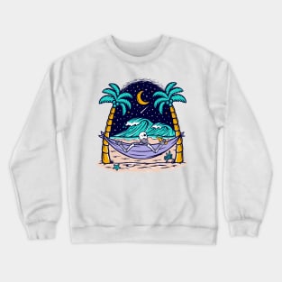 A skeleton spending the night by the sea Crewneck Sweatshirt